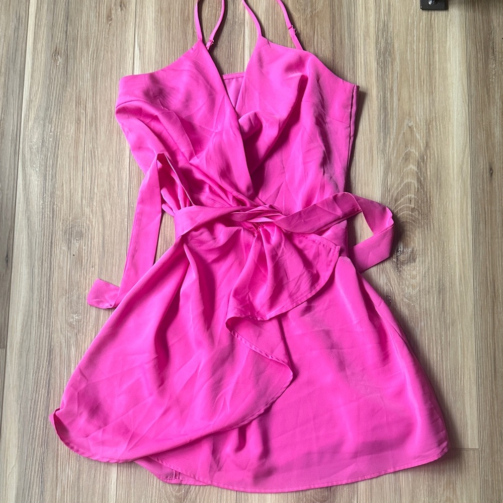 Elegant Pink Wrap Dress